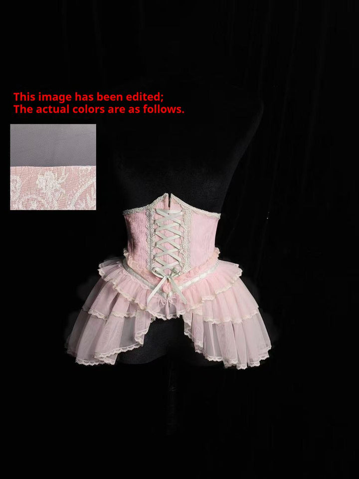 Alice Girl~Cross~Gothic Princess Lolita Corset with Multiple Layers Hem (L M S XL XS) 42125:728885