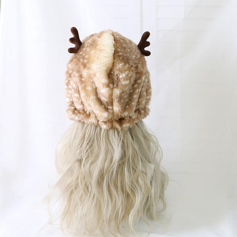 Xiaogui~Deer Spot~Japanese Kawaii Lolita Hat Cute Antler Fleece Lei Feng Hat   