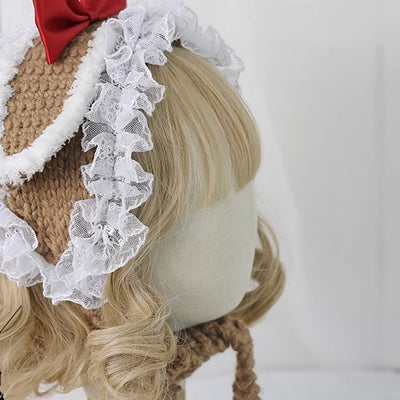 Xiaogui~Kawaii Lolita Bunny Ears Christmas Knit Hat   