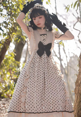 CR Cat Romance~Coconut Milk Boo Boo~Elegant Lolita Polka Dot OP   