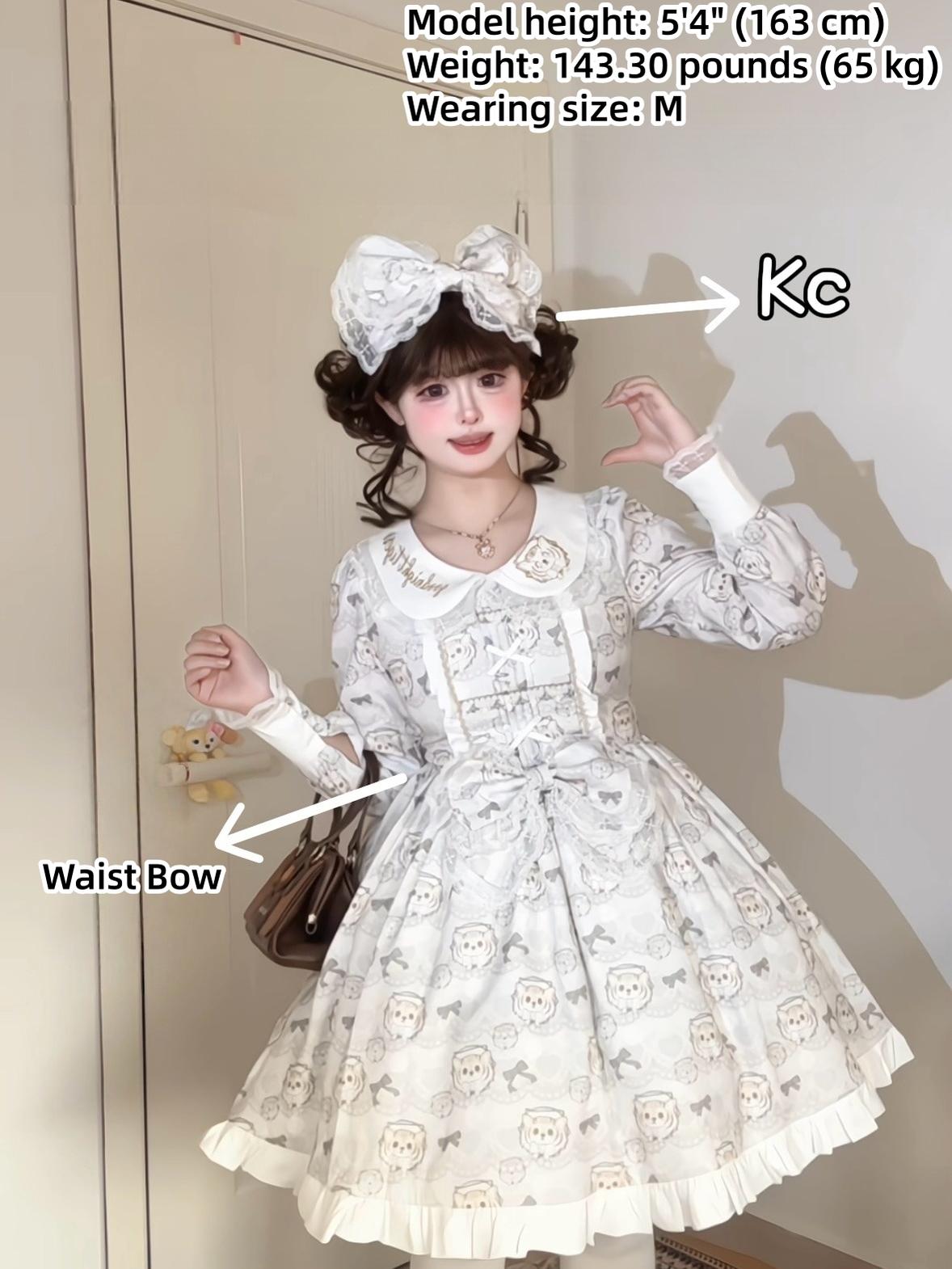Good NIght Cats - Tiger in Autumn - Kawaii Lolita Printed OP Dress Set (2XL 3XL L M S XL) 43997:791684