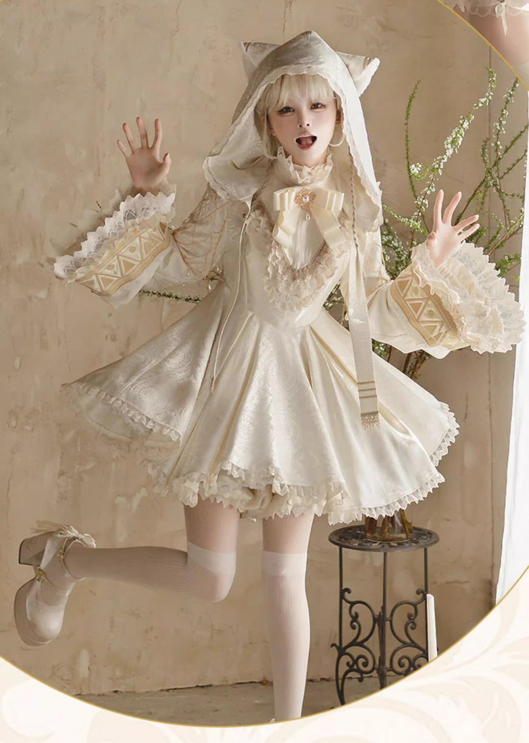 LizBird~Reincarnation of Time~Elegant Lolita OP Set with Waist-Cinching and A-Line Styles