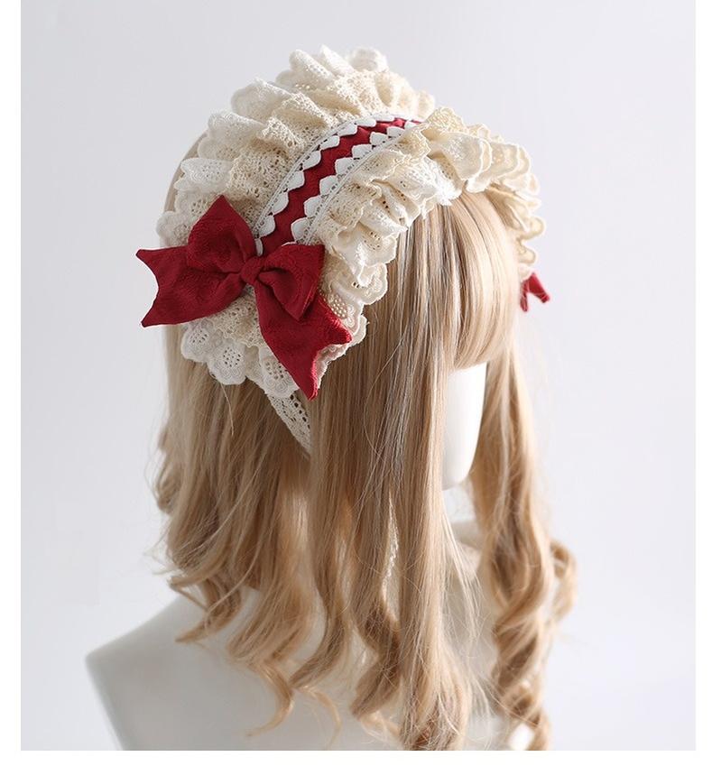 Xiaogui - Sweet Lolita Headband Lace Hairband Ballet Style Dark Red