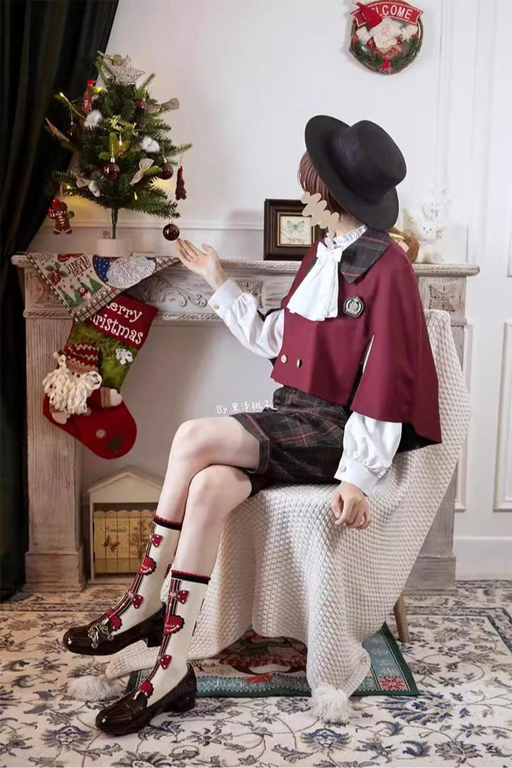 CastleToo~Christmas Limited~Ouji Lolita Suit Salopette Cape Mid-length Pants   