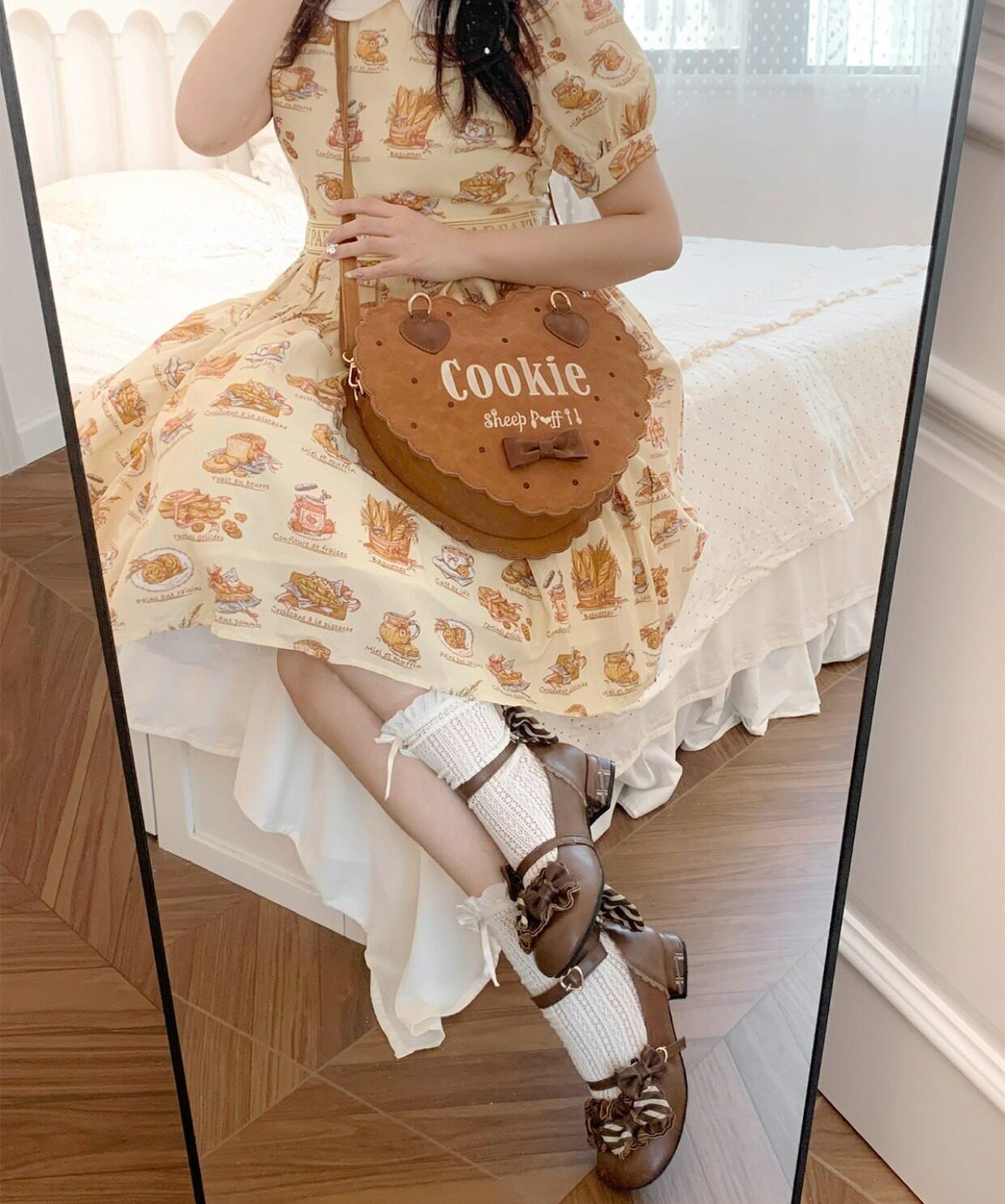 Bear Cookies - Kawaii Lolita Bag, Embroidery & Bow