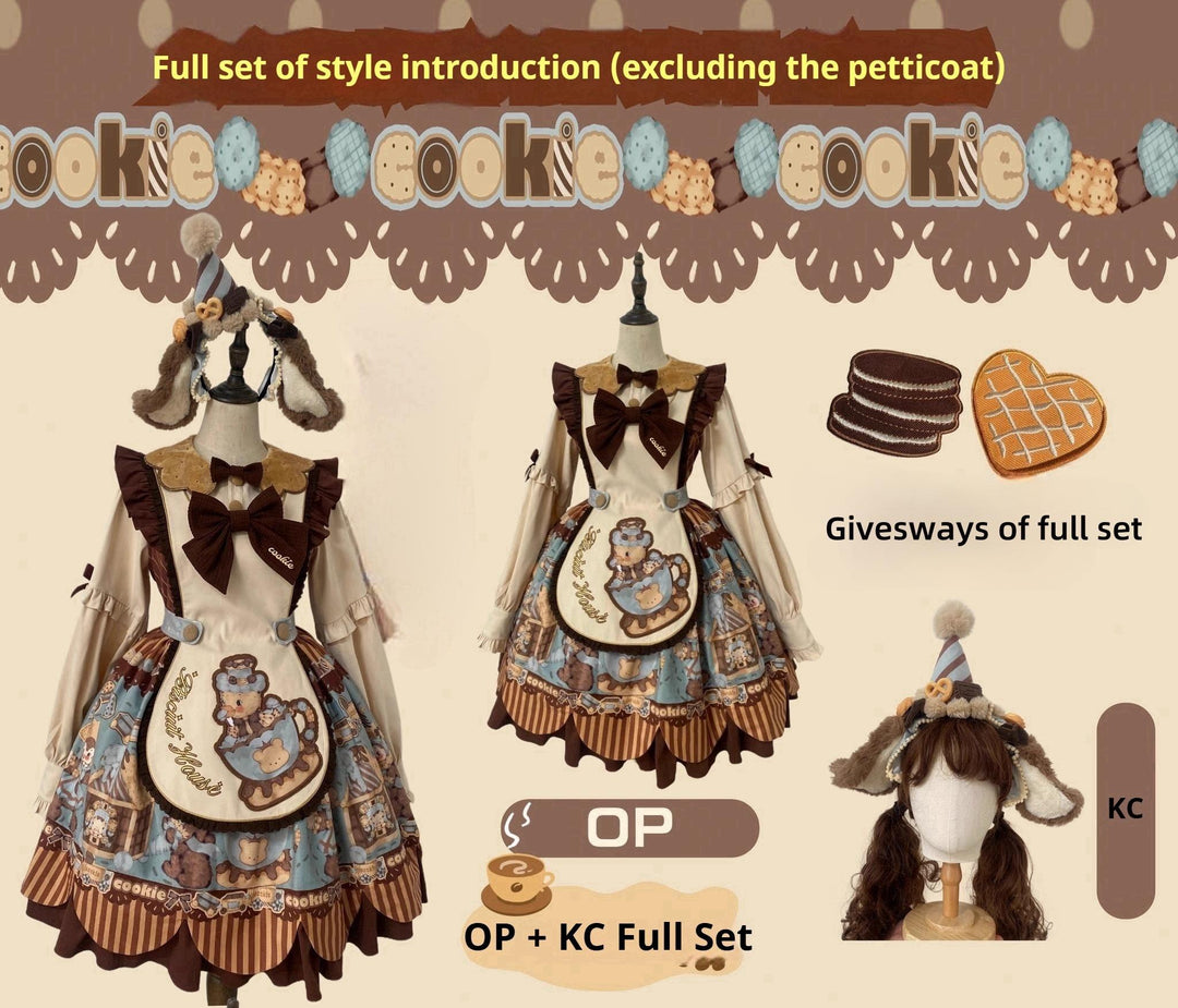 Star Fantasy~Bear Biscuit~Sweet Lolita Dress Winter Lolita OP and Salopette   