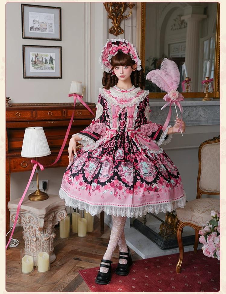 Nutcracker - IP Collaboration Sweet Lolita JSK & OP, Princess & Rose Print 45890:866760