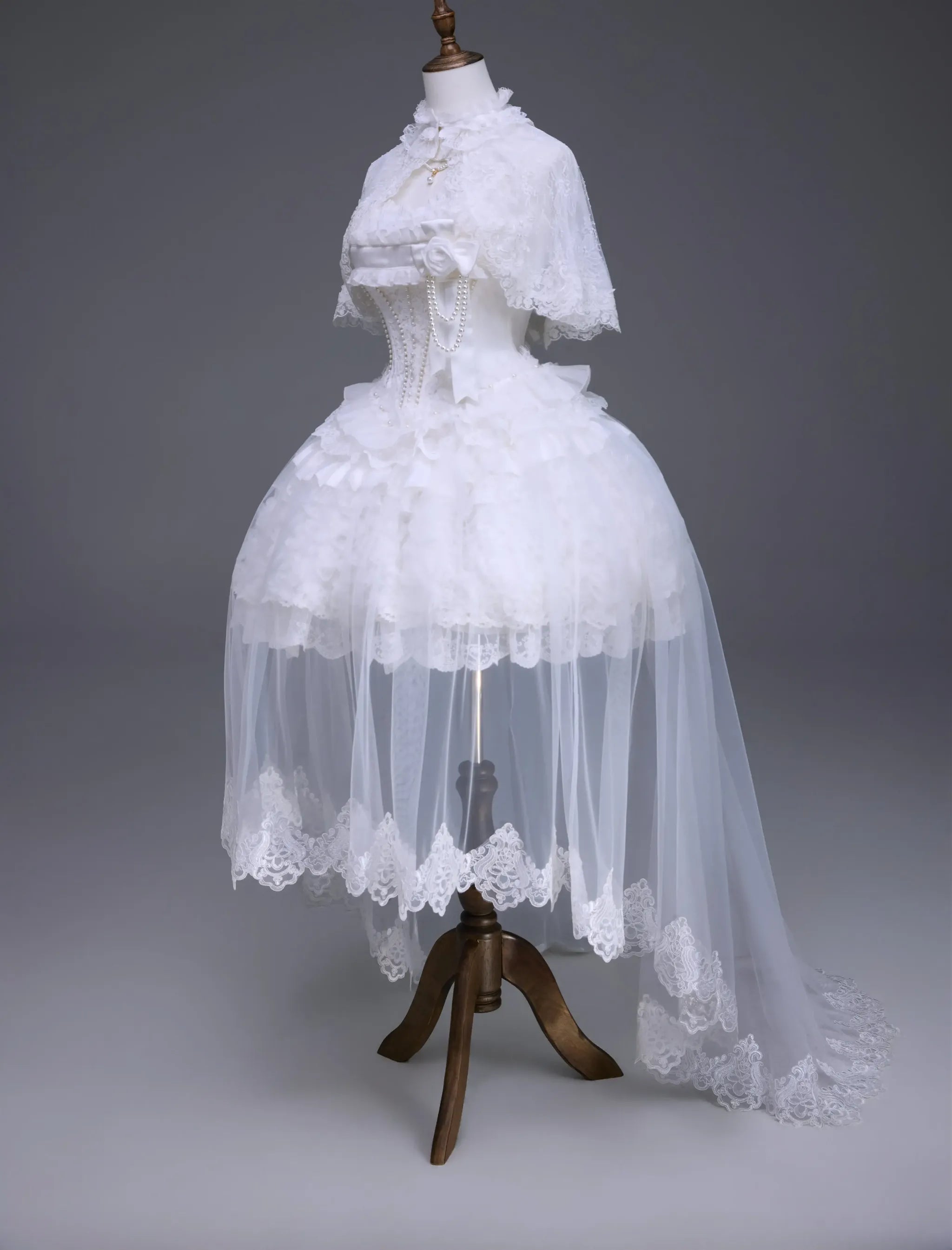 Nameless Snow - Classic Lolita Corset JSK Dress, Detachable Cape (L M S XL XS) 45683:859021
