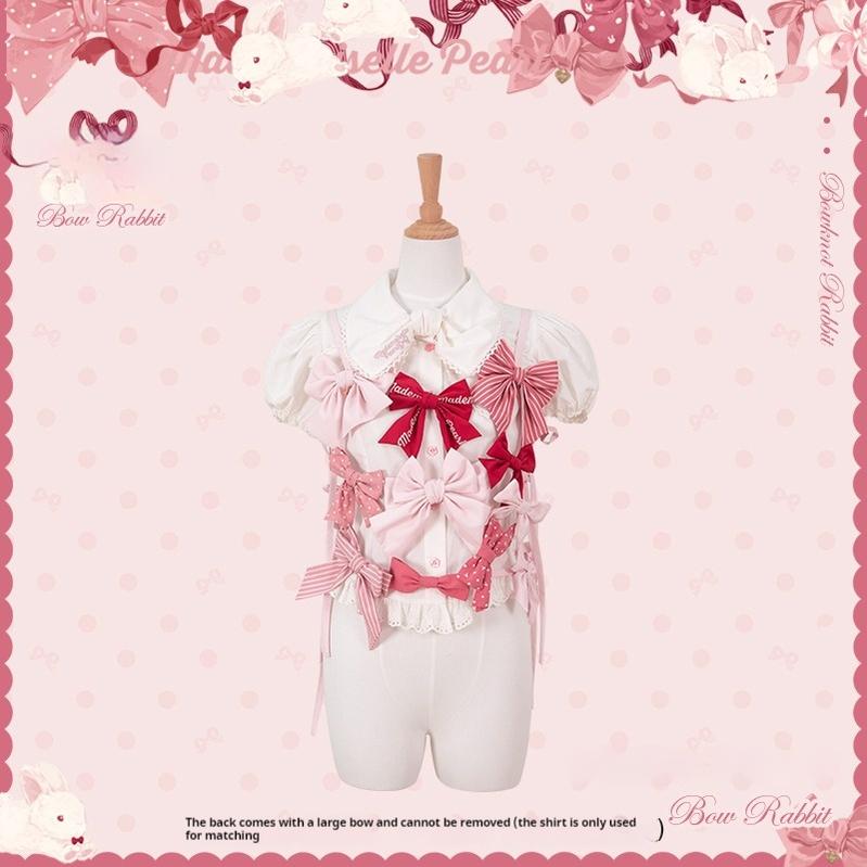 Mademoiselle Pearl~Bow Bunny~IP Collab Sweet Lolita OP Dress Bow JSK OP (L M S XL XS) 38022:578746