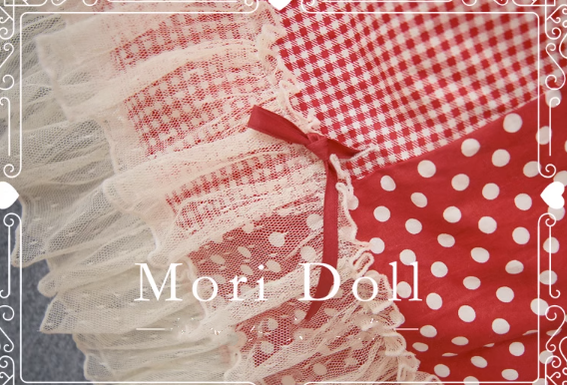Mori Doll - Strawberry Jam - Sweet Lolita Dot and Stripe Print Skirt