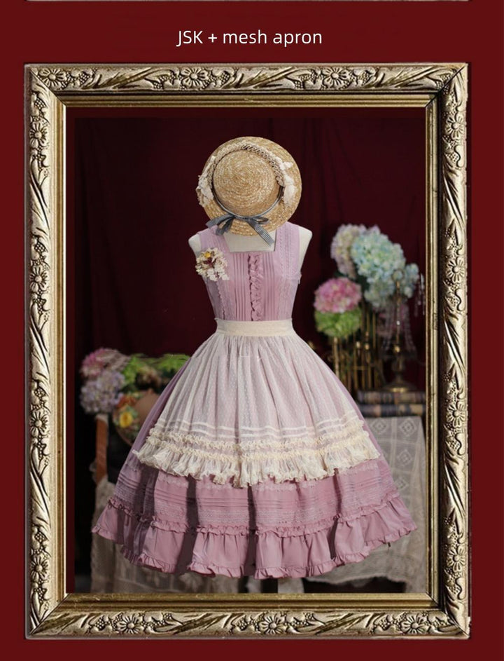 Tiny Garden~Nocturne Reminiscence~Elegant Lolita JSK Dress Multi-Wear Apron Dress Set   