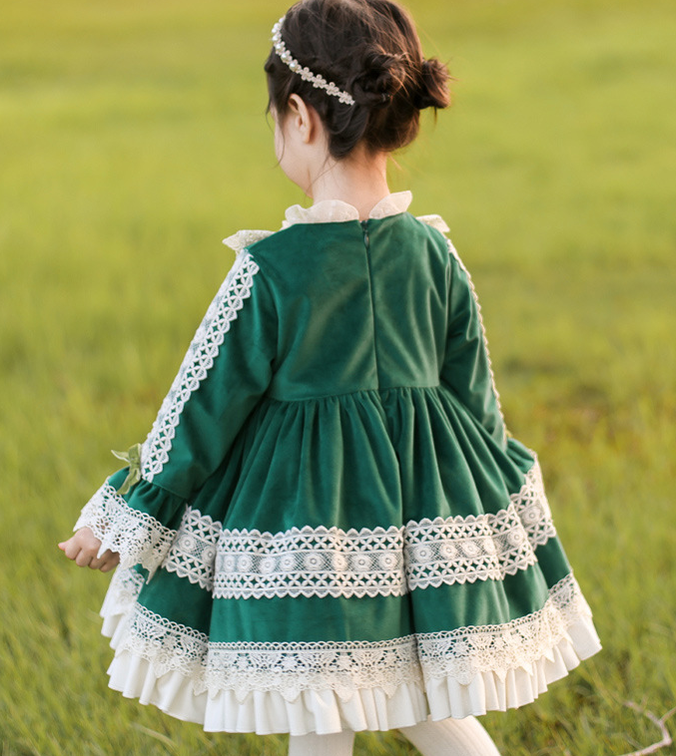 Elegant Kid Lolita Winter Velvet Pincess Dress   