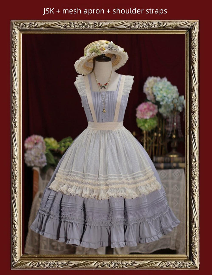 Tiny Garden~Nocturne Reminiscence~Elegant Lolita JSK Dress Multi-Wear Apron Dress Set   