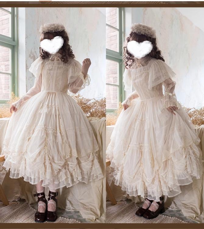 ThinkFly~Pleated Heart~Elegant Lolita Petticoat with Dotted Gauze Hem