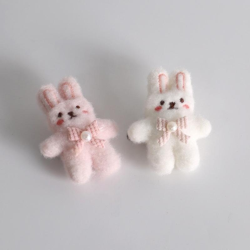 Xiaogui~Sweet Lolita Headdress Pink White Bunny Ear Hair Accessory No.1 - A Pair of Bunny Ear Hair Clips