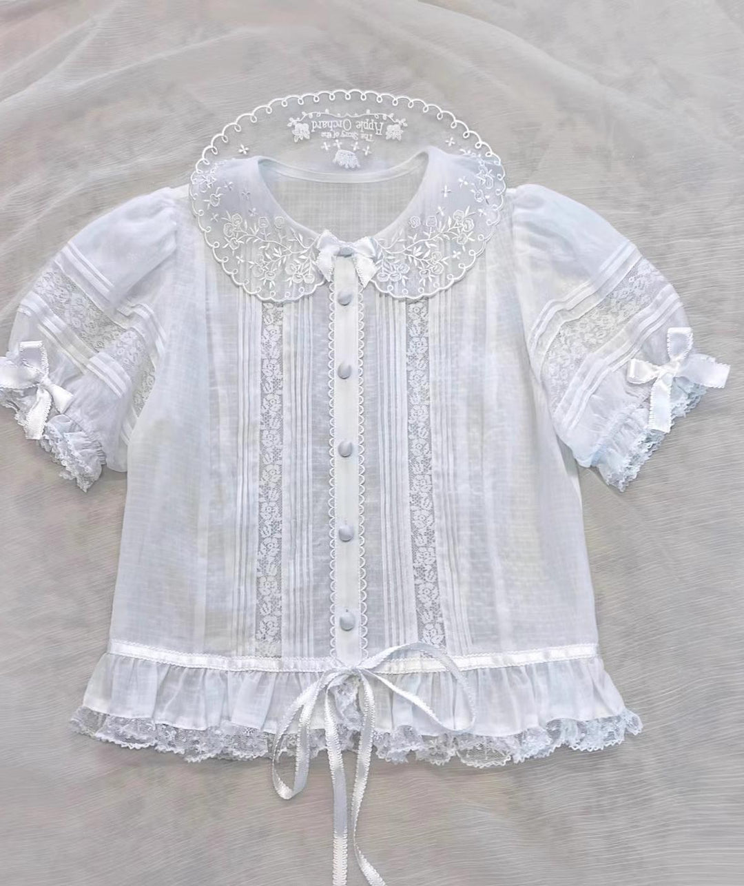 ZUOlanrichen~Puppet Show~Sweet Lolita JSK Dress Puff Sleeves Lolita Shirt S Pure white apple shirt 