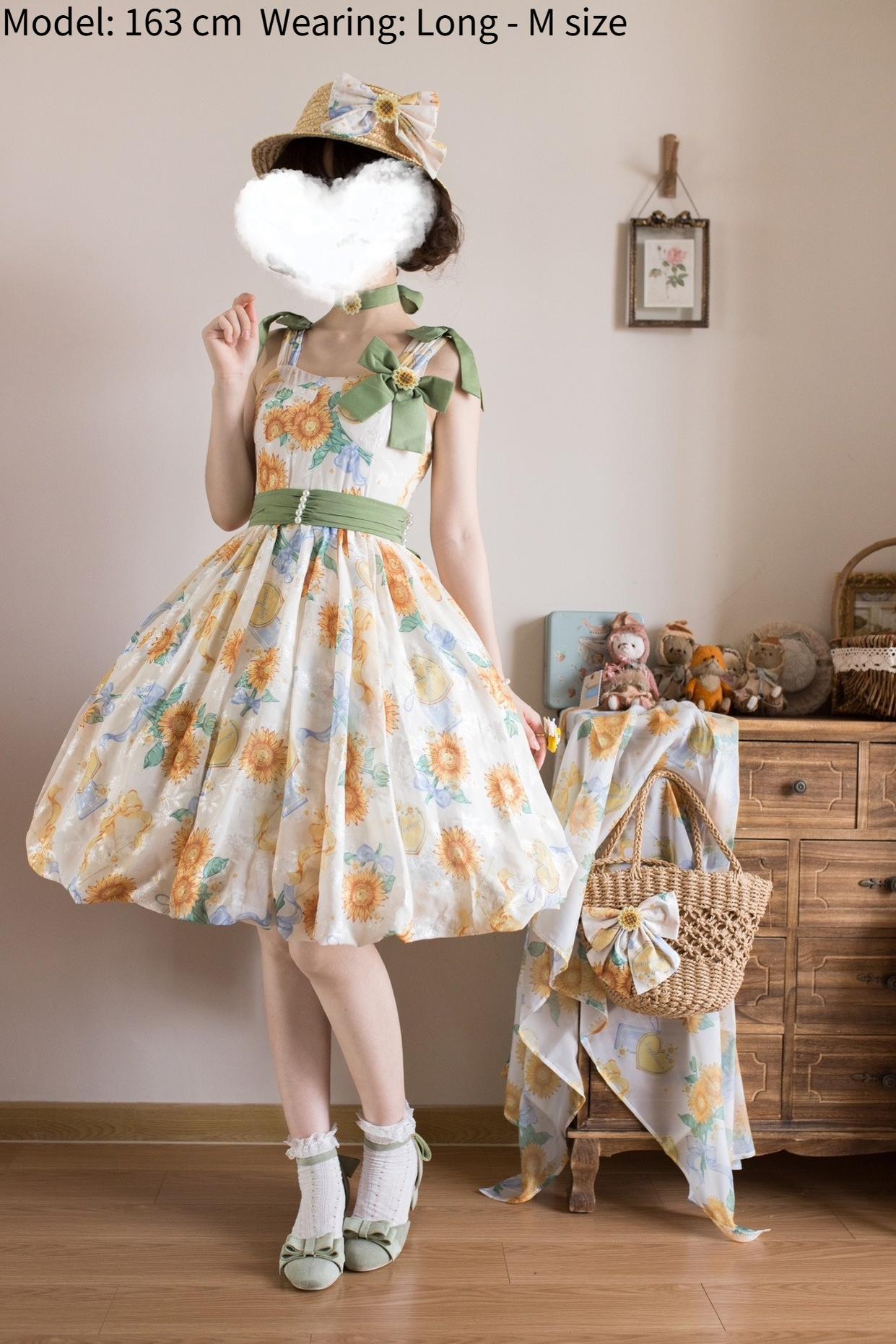 Akiyama Future Studio~Sunflower Print Lolita JSK Dress in Breathable Light Fabric 42790:753756