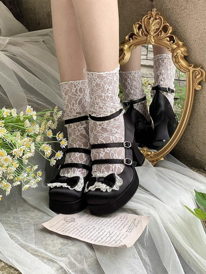 Pure Tea For Dream~Maiden Fairy Tale~Sweet Lolita Lace Shoes Thick Heel Platform Shoes