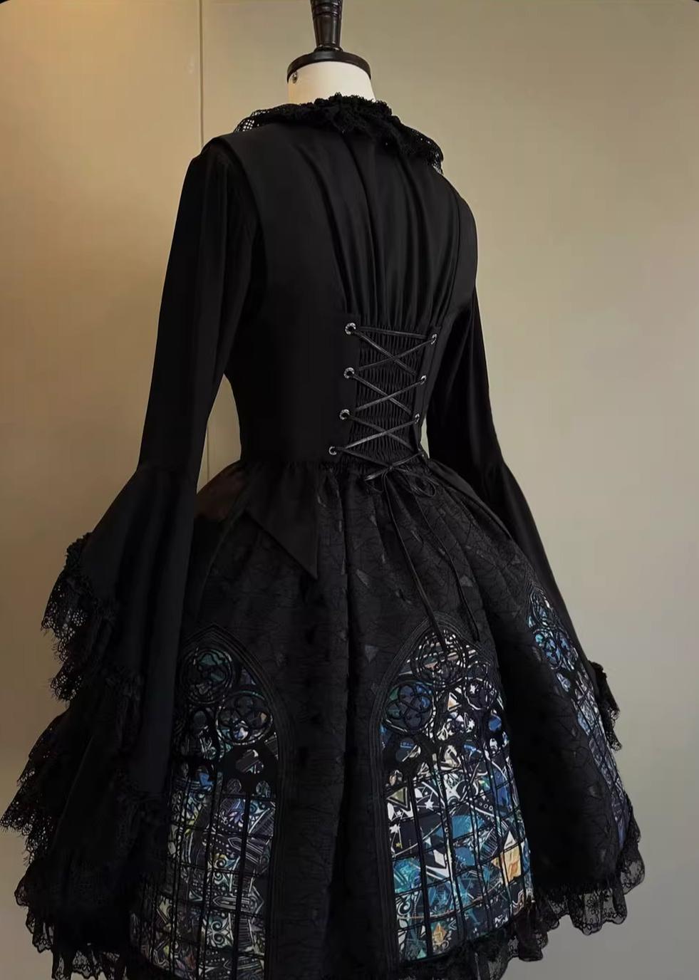 Susin Lolita - Night Traveler - Gothic Lolita Skirt Outfit Long Coat Shirt and Bustier Set 42118:727592