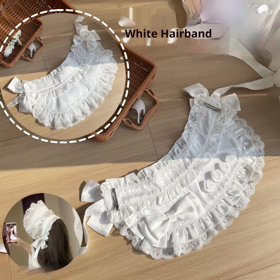 Uncle Wall Original~Stacked~Lolita Accessory Set Hairband Bow Trailing Brooch Choker 41626:707380