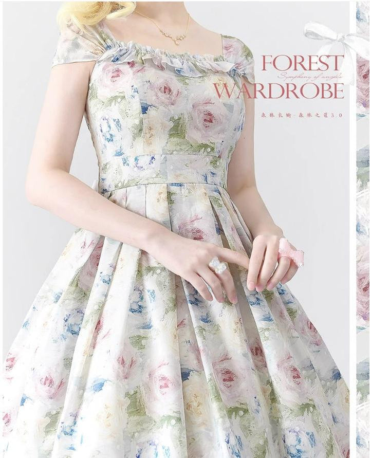 Forest Wardrobe~Forest Basket 3.0~Vintage Lolita JSK Dress Summer Thin Dress   