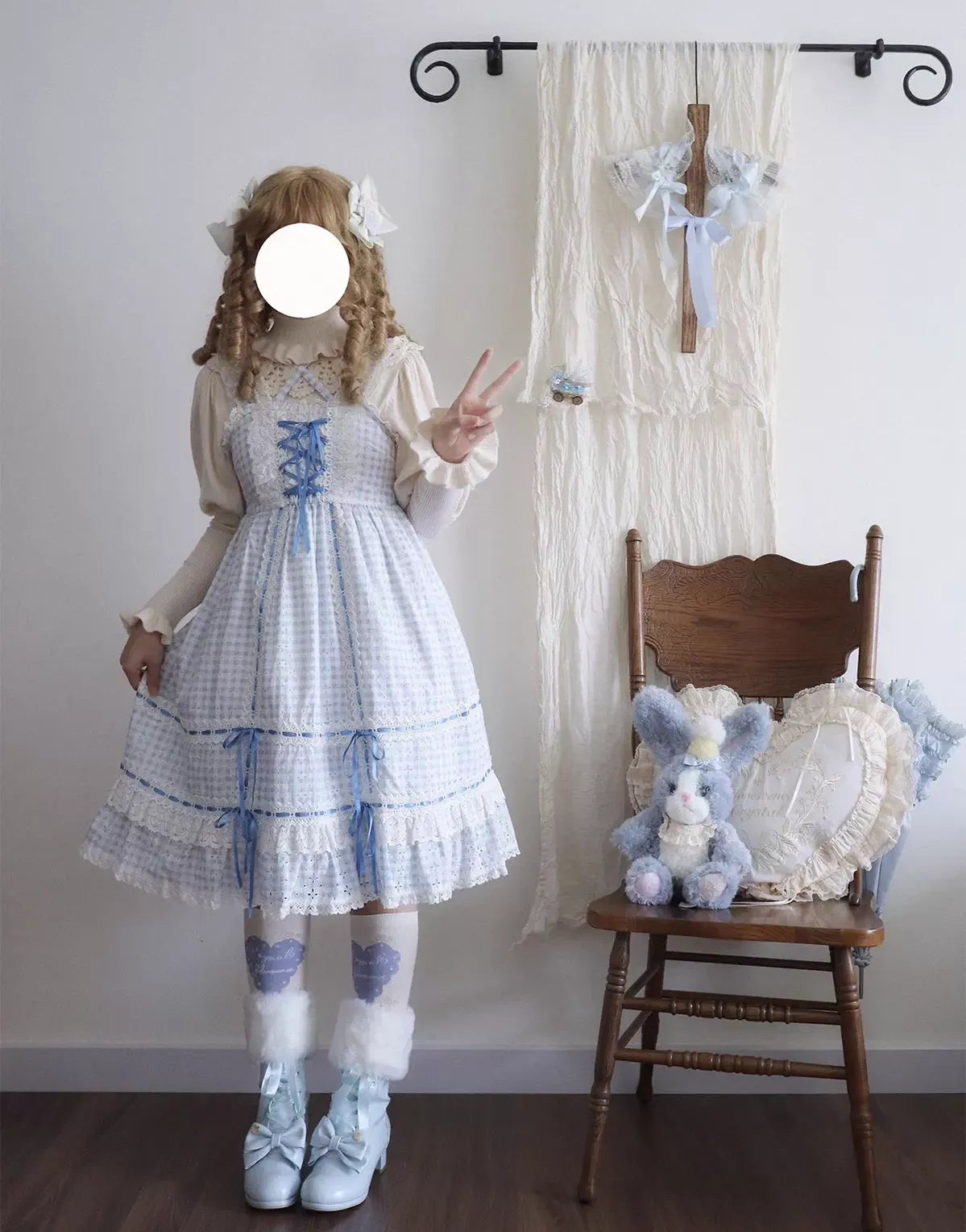Sheep Puff - Snowy Mochi - Kawaii Lolita Winter Boots, Detachable Fur Trim 43995:791515