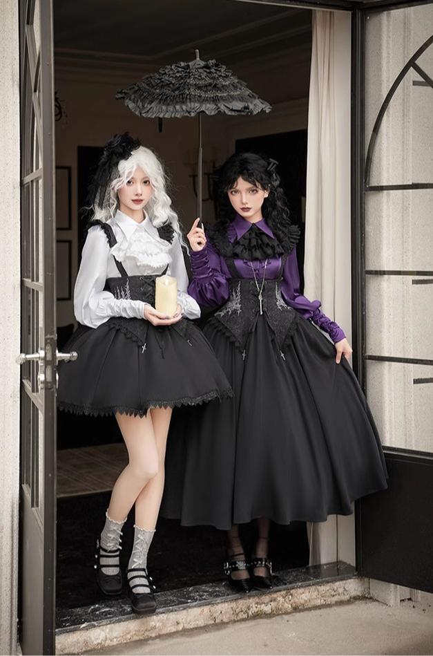 With PUJI~Thorny Night~Gothic Lolita Bust-supporting Skirt With Removable&Adjustable Strap