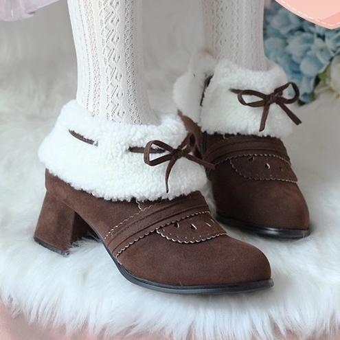 Spring Day Lolita~Sweet Lolita Women's Ankle Boots Multicolors chocolate color spring and autumn style [super fiber PU lining] 36 