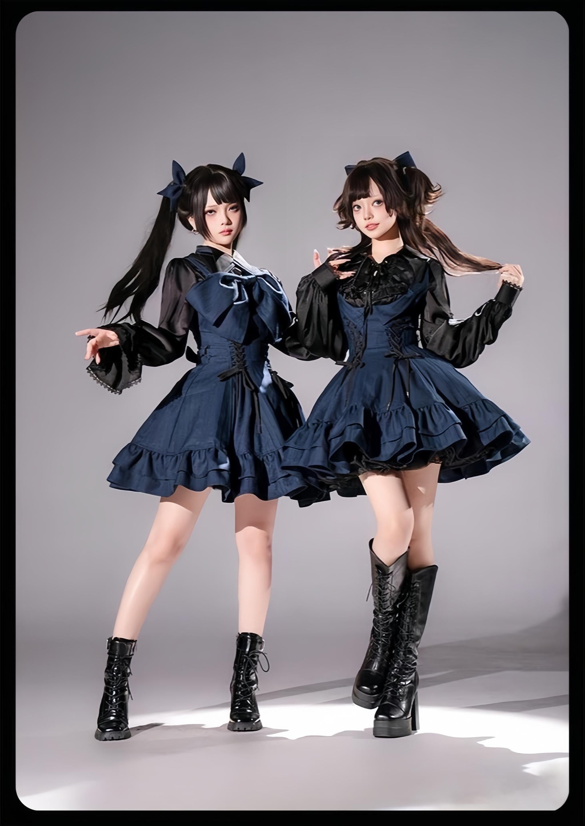 DuskProphecy - Heron - Classic Lolita Striped JSK Dress, Halter Neckline 44313:803446