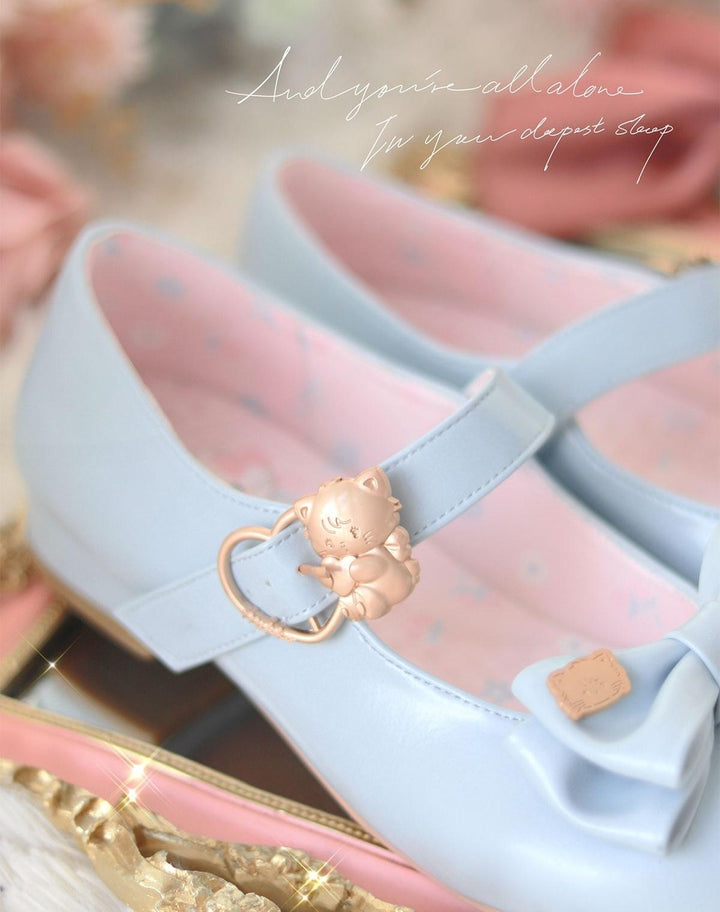 Sheep Puff~Mikko Hug~Sweet Lolita Shose Round Toe Lolitta Heels Butterfly Bow