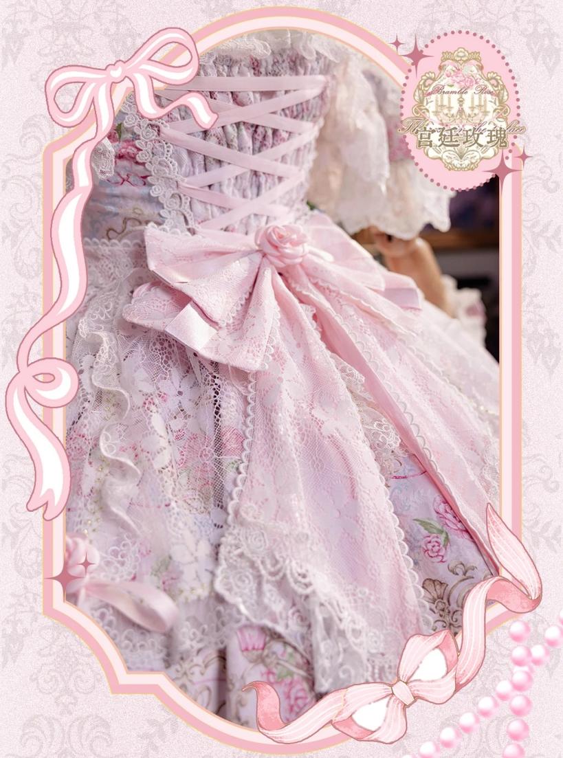 Palace Rose - Gorgeous Classic Lolita Rose Printed JSK Dress with Lace 45729:859616