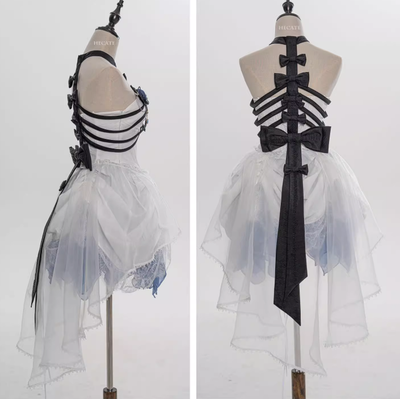 (Buyforme)Wuyuzhe~Hecate Ribs Gothic Lolita Tee JSK and Accessories free size black soft rib bows 