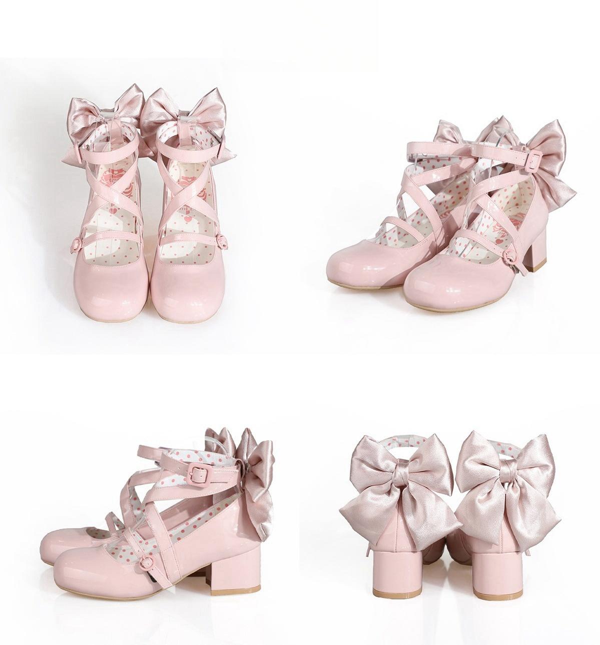 MODO - Follow in the Moonlight - Sweet Lolita Round Toe Shoes with Large Bow 42097:728840