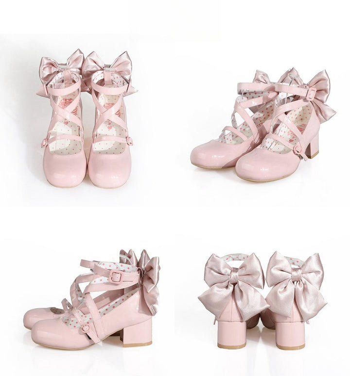 MODO~Follow in the Moonlight~Sweet Lolita Round Toe Shoes with Large Bow 42097:728840