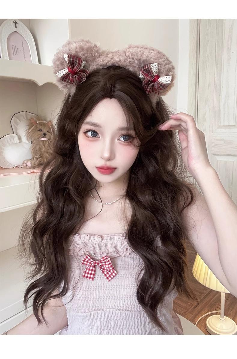 Alicegarden - Daily Lolita Wig Brown Wig With Long Wavy Chocolate color wig with a hair net