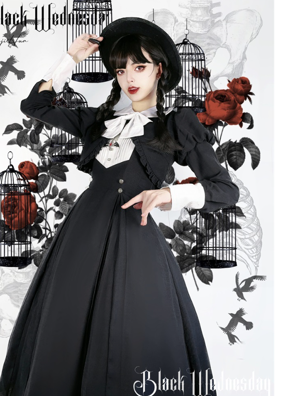 Letters from Unknown Star~Collection box~Spring Black Lolita OP   