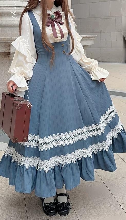 Hometown Autumn - Plus Size Classic Lolita Fake Two-Piece OP Dress 45667:857581
