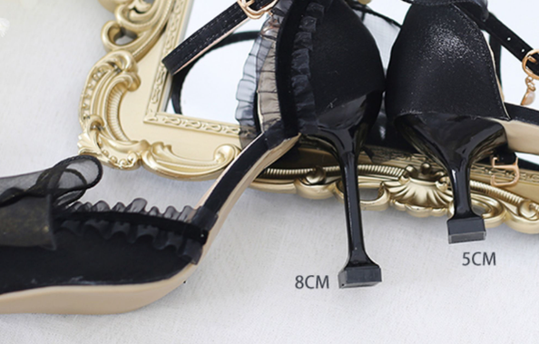 Xiaogui~Elegant Lolita High-Heeled Camellia Bows Shoes   