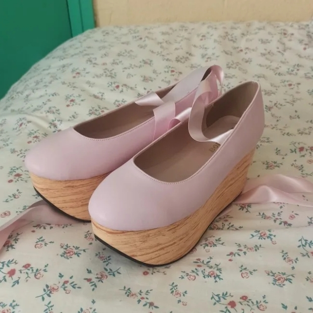 The Seventh Sense - Japanese Style Wooden Platform Wa Lolita Shoes (35 36 37 38 39 40 41 42 43 44) 2352:804596