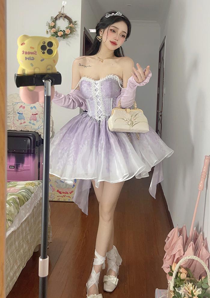 Alice Girl~Wisteria Ballet~Sweet Lolita Jumper Dress JSK Multicolor XS Purple 