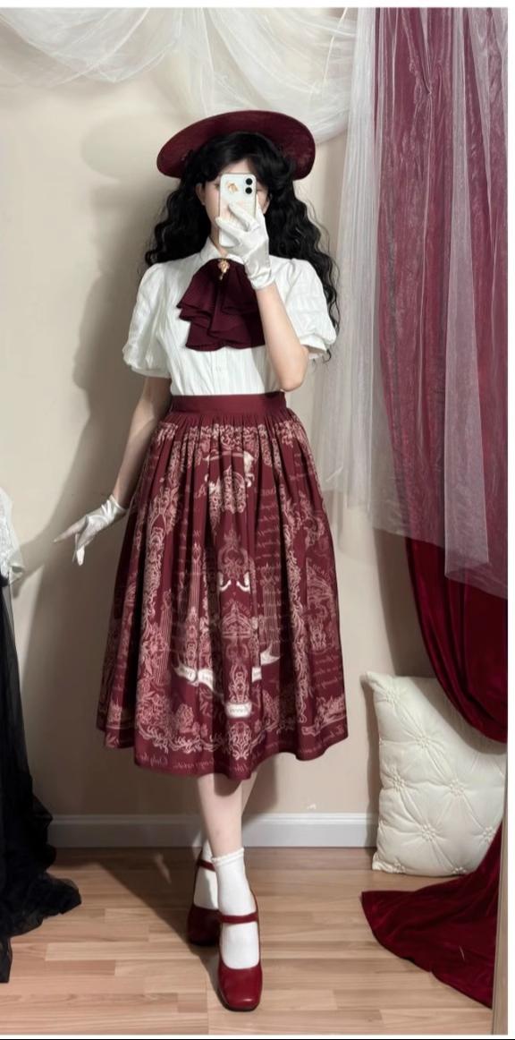 Vault Design~Angel Garden~Classic Lolita SK A-line Printed Lolita Skirt