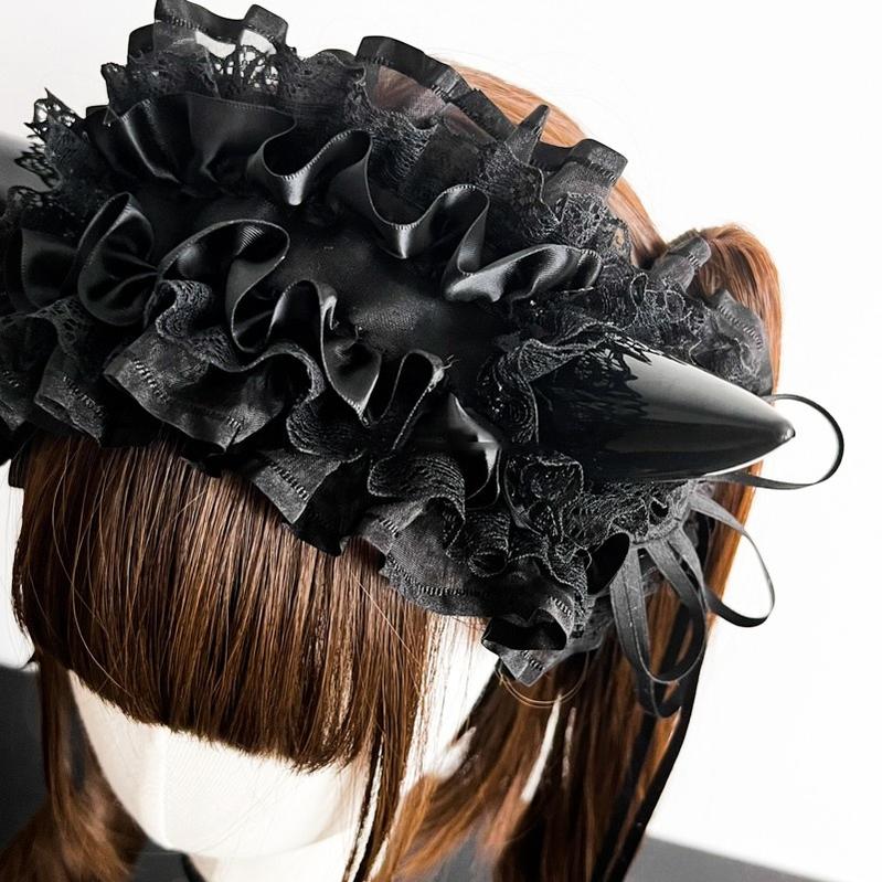 MAID~Gothic Lolita Halloween KC Devil Horn Hairband Customizable Color