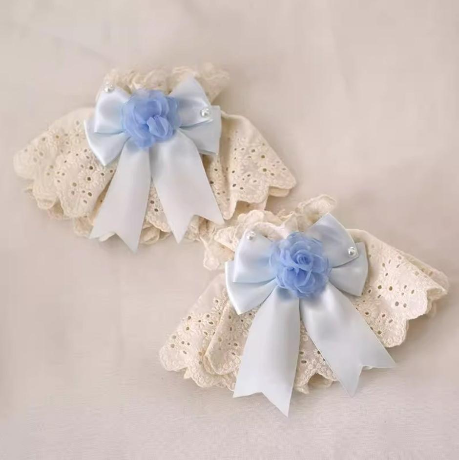 Xiaogui - Four Seasons Floral - Sweet Lolita Headdress Bow KC Lace Cuffs a pair of cuffs