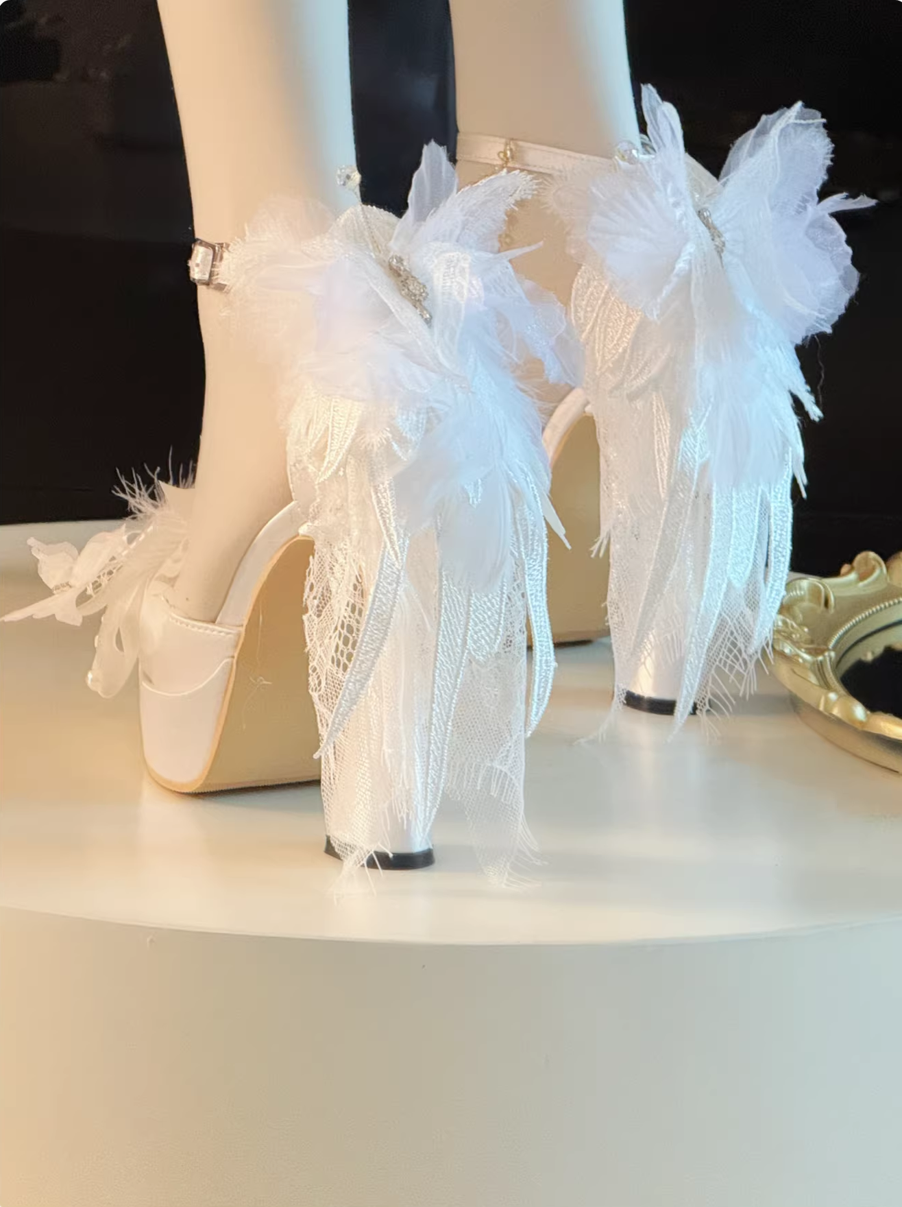 Feather Spirit - Classic Lolita Heel Shoes, Feather Decoration 44798:823025