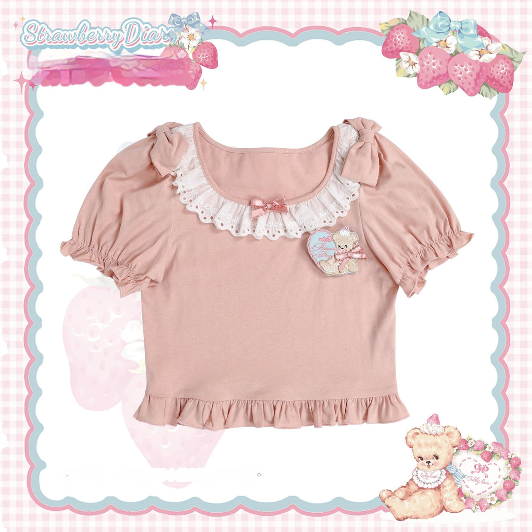 LittlePlum~Showa Strawberry Diary~Sweet Lolita Dress Outfit Printed Showa Era JSK Set (L M S XL) 41644:710370