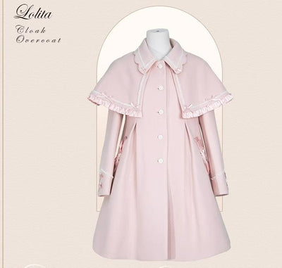 (BFM)Flower and Pearl Box~Lovely Lolita Dress OP Cloak Blouse SK Set XS Cloak Coat (Warm Pink) 