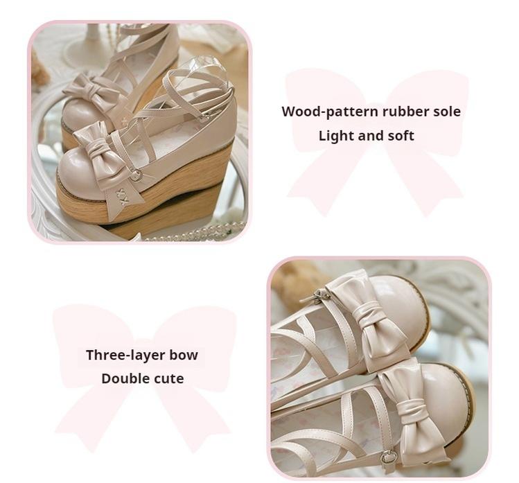 SeeYou~Sweet Cake~Sweet Lolita Platform Shoes Wood Grain 39896:642134