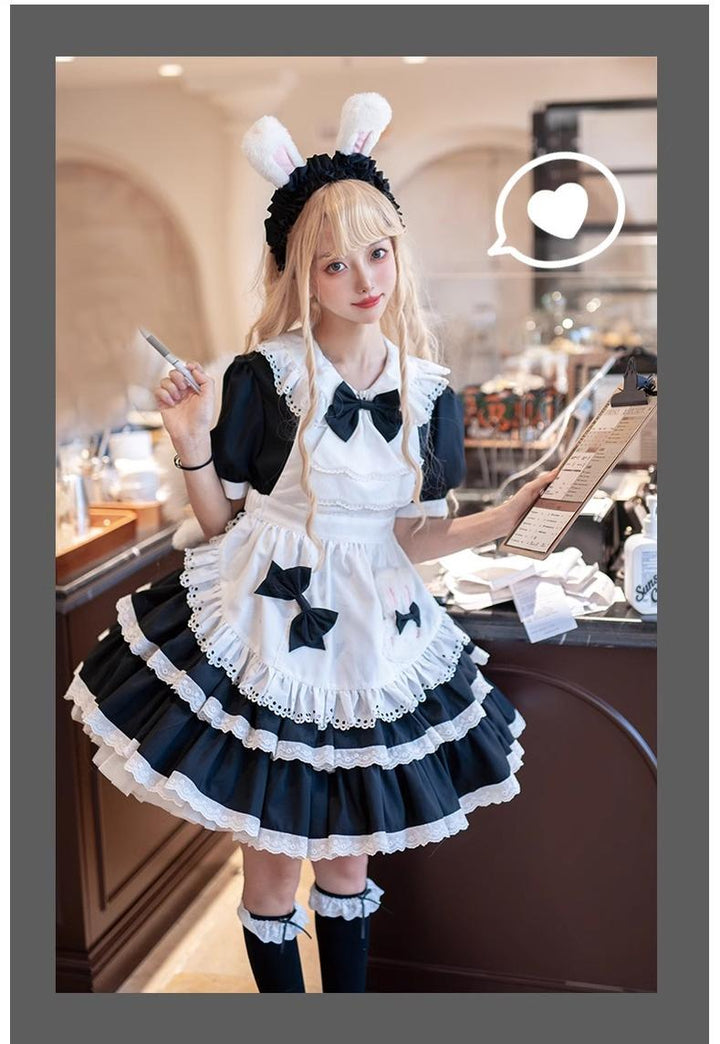 OCELOT~Leopard Bunny~Classic Maid Lolita OP with Apron and KC