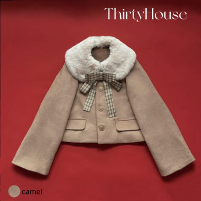 ThirtyHouse~Retro Warm Winter Lolita Wool Coat Short Coat Free size Camel 