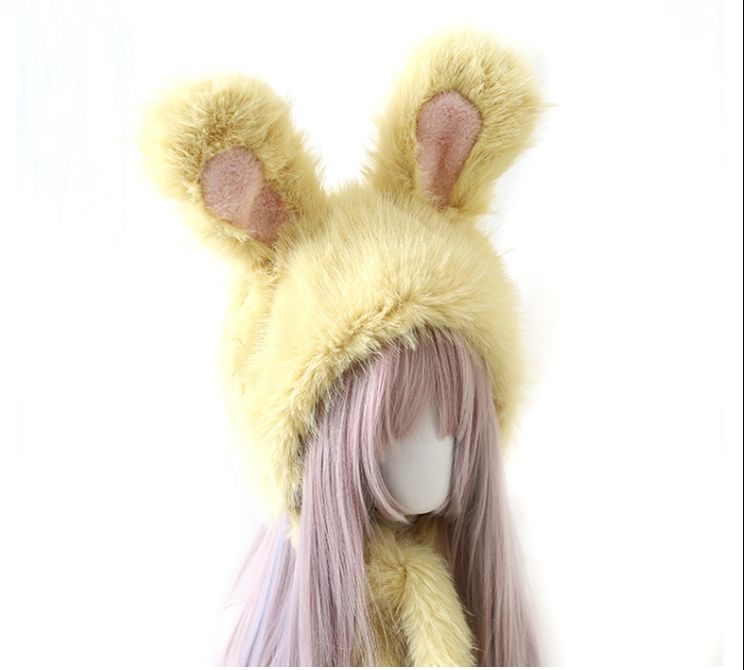 Xiaogui - Sweet Lolita Hat Bunny Ear Plush Warm Headwear